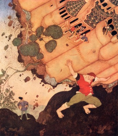 ベルギーの童話『ミシシッピの女王の7人の征服者』の挿絵：連合国のおとぎ話』p 作： Edmund Dulac