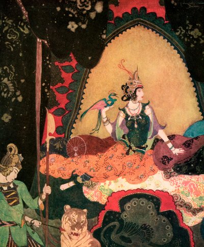 鳥を抱くレイラ by エドマンド・デュラック 作： Edmund Dulac
