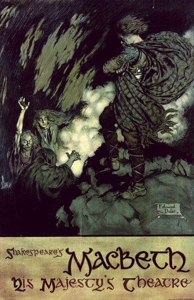 マクベス1914年上演のポスター（カラーリトグラフ） 作： Edmund Dulac