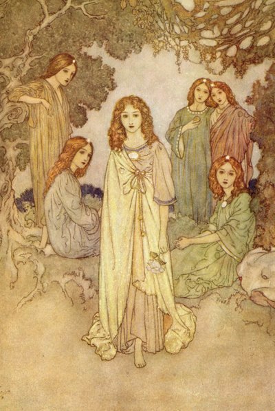 ニンフたち、『楽園の園』より 作： Edmund Dulac
