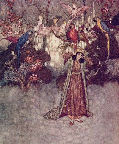 美女と野獣』より「美女を見るやいなや、悲鳴をあげ、おしゃべりを始めた 作： Edmund Dulac