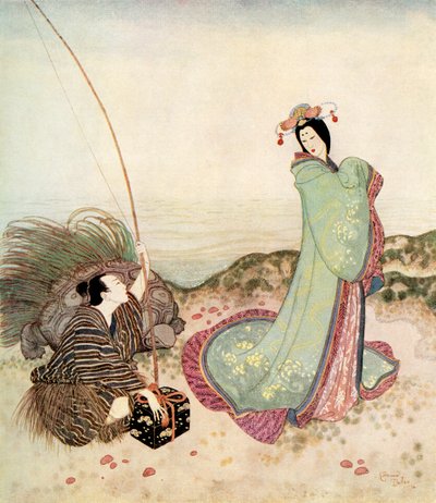 エドマンド・デュラックの『フェアリー・ブック』に収録されている日本の童話『浦島太郎物語』の挿絵：連合国童話集』1916年刊より 作： Edmund Dulac