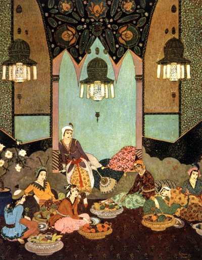 果物の部屋、船乗りシンドバッド 作： Edmund Dulac