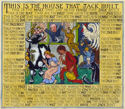ジャックが建てた家、1935年頃（紙にガッシュ） 作： Edmund Hunter