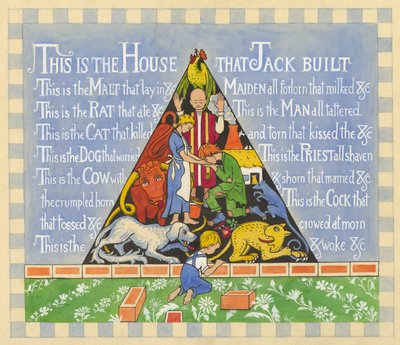 ジャックが建てた家、1935年頃（紙にガッシュ） 作： Edmund Hunter