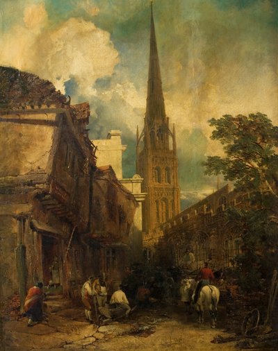 ベイリーレーン、ドレイパーズホールと聖マイケル教会、コベントリー、1851年 作： Edmund John Niemann