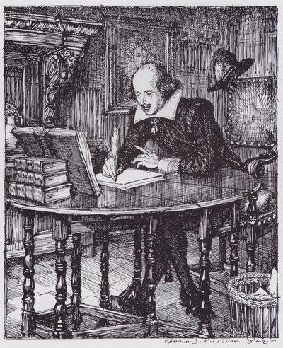 シェイクスピアの書斎（リトグラフ 作： Edmund Joseph (after) Sullivan