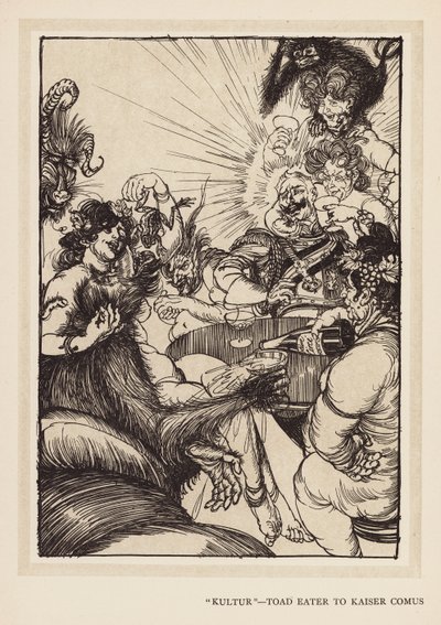 カイザーの花輪"クルトゥール"、ヒキガエル喰いからカイザー・コムスへ（リトグラフ） 作： Edmund Joseph (after) Sullivan