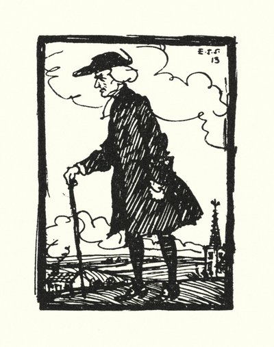 オリバー・ゴールドスミスの「ウェイクフィールドの牧師」のイラスト（カラーリトグラフ 作： Edmund Joseph Sullivan
