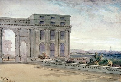 チェスター テラスの眺め、リージェンツ パーク、ロンドン、1830 年。 作： Edmund Thomas Parris