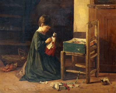 人形をドレスアップし、 作： Edouard Alexandre Sain