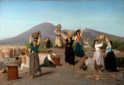 ポンペイの発掘風景 エドゥアール・サン（1830-1910）の絵画 1865年 日。1,2x1,72 m パリ、オルセー美術館 作： Edouard Alexandre Sain