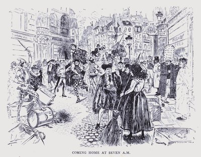 ボヘミアン・パリ午前7時に帰宅（リトグラフ） 作： Edouard Alfred (1875-1954) Cucuel
