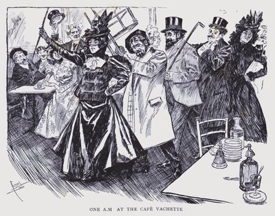 ボヘミアン・パリある朝、カフェ・ヴァシェットで（リトグラフ） 作： Edouard Alfred (1875-1954) Cucuel