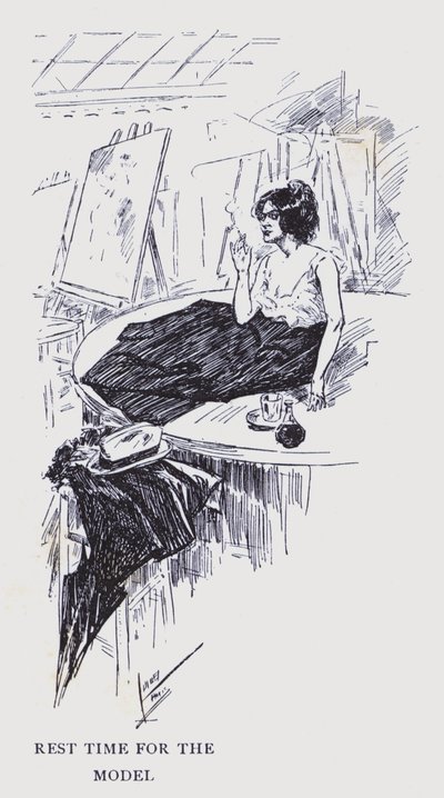ボヘミアン・パリモデルの休憩時間（リトグラフ） 作： Edouard Alfred (1875-1954) Cucuel