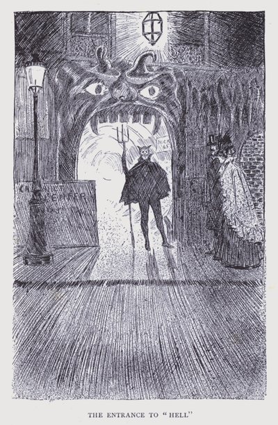 ボヘミアン・パリ地獄」の入り口（リトグラフ） 作： Edouard Alfred (1875-1954) Cucuel