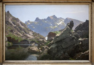 Merlat-järvi, Edouard Brunin (1860-1935) öljymaalaus vuonna 1901, järvi sijaitsee Belledonnen ketjussa Iseressä. Photophraphie, KIM Youngtae, Grenoble, Musee de Grenoble. 作： Edouard Brun