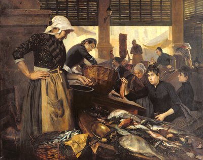 ハレドラクロワの魚市場、1889年 作： Edouard Cremieux