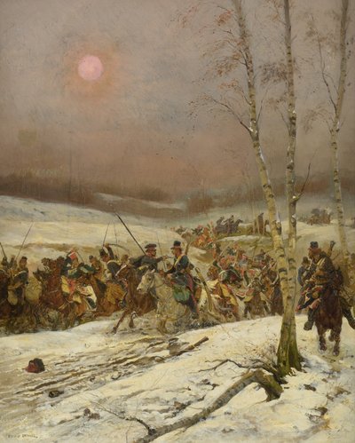 名誉の衛兵の戦隊を攻撃するコサックc。 1910 作： Jean Baptiste Edouard Detaille