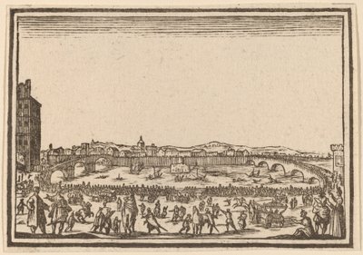 フィレンツェ、アルノ川の花火 作： Edouard Eckman after Jacques Callot