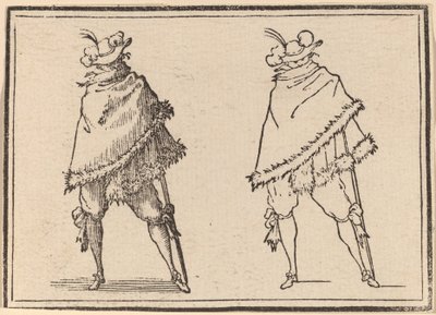 マントに包まれた紳士 作： Edouard Eckman after Jacques Callot
