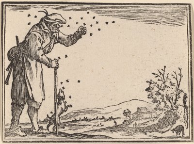 ミツバチに襲われる農民 作： Edouard Eckman after Jacques Callot