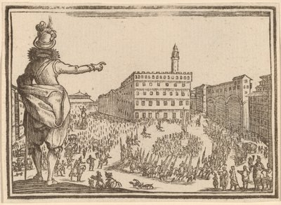 シニョーリア広場、フィレンツェ 作： Edouard Eckman after Jacques Callot