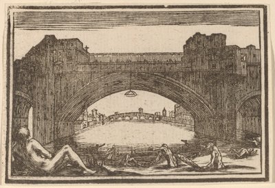 ヴェッキオ橋、フィレンツェ 作： Edouard Eckman after Jacques Callot