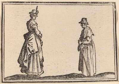 プロフィールの 2 人の女性 作： Edouard Eckman after Jacques Callot