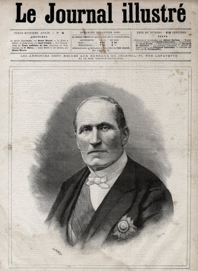 ジョルジュ・ウジェーヌ・オスマン男爵（1809-1891）の肖像-第二帝政期のセーヌ河畔の首長-1891年の『絵日記』に掲載されたナヴェリエの版画版 作： Edouard Felicien Eugene Navellier