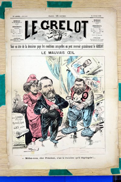 Le Grelot "の表紙、カラフルな風刺画 作： Edouard Guillaumin Pepin