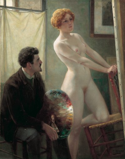 画家のアトリエ、1885 作： Edouard Joseph Dantan