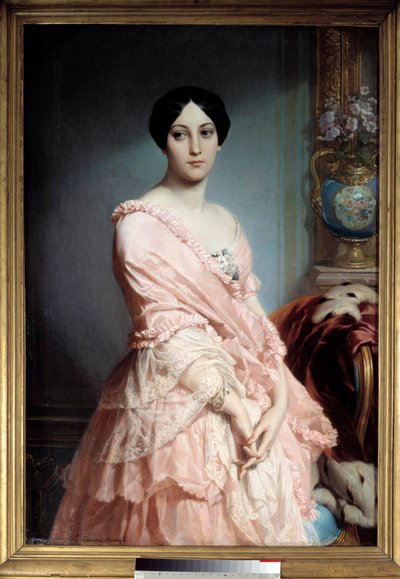 マダムFの肖像 エドゥアール・デュビュフ（1820-1883）の絵画。19世紀の作品。縮小。1.3×0.89メートル パリ、オルセー美術館 作： Edouard Louis Dubufe