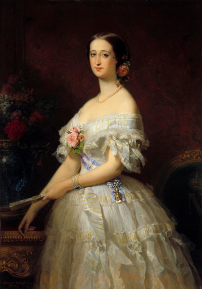 インペラトリス・エウジェニー（1826-1920）の肖像。エドゥアール・ルイ・デュブッフ（1820-1883）の絵画 作： Edouard Louis Dubufe