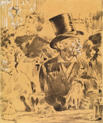 カフェにて 1880年頃 （紙に水彩・中国白） 作： Édouard Manet