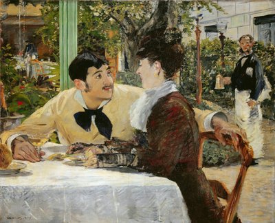 ペール・ラチュイユ・レストラン・シェ・ル・ペール・ラチュイユ、屋外、1879年。 作： Édouard Manet