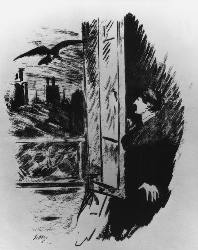 で私は窓の門だった... 作： Édouard Manet