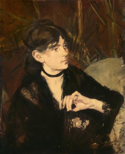 ファンを抱えるベルト・モリゾ 作： Édouard Manet