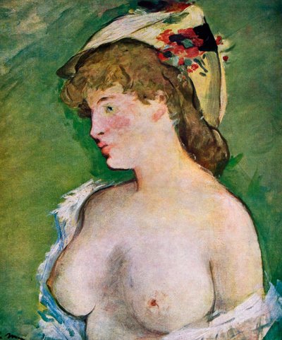 裸の胸を持つブロンドの女性、1878年。 作： Édouard Manet
