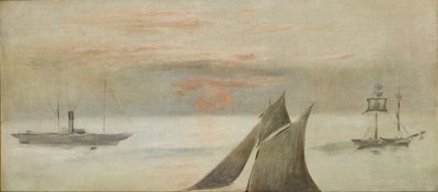 海、夕日のボート 作： Édouard Manet