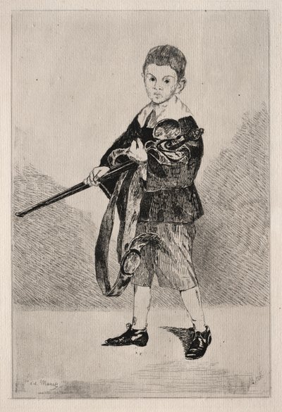 左を向いた剣を持つ子供。 作： Édouard Manet