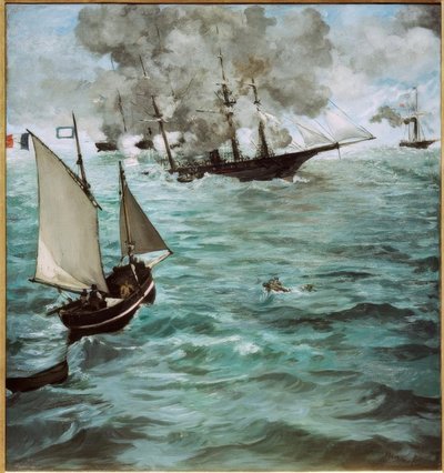 USSカーサルジとCSSアラバマの戦い 作： Édouard Manet