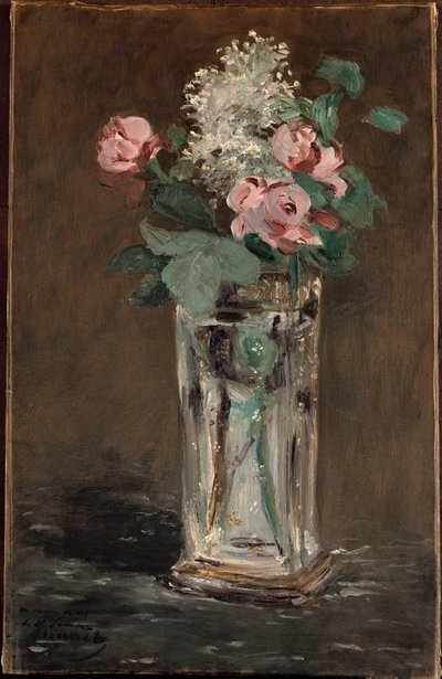 クリスタル製花瓶の花（油彩・キャンバス 作： Édouard Manet