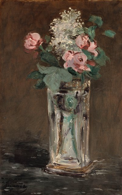 クリスタルの花瓶の花 作： Édouard Manet