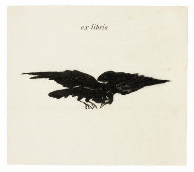 Flying Raven: ex libris, from The Raven (Le Corbeau) 作： Édouard Manet