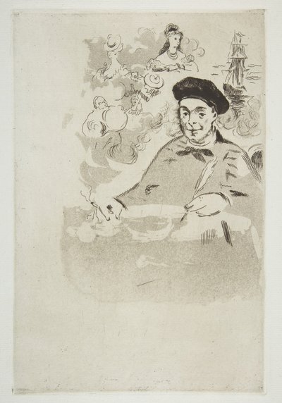 テオドールドゥバンヴィル作のLes Balladesのエディションのフロントピース、1874年。 作： Édouard Manet