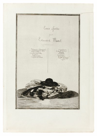 帽子とギター、14のエッチング版の口絵 作： Édouard Manet