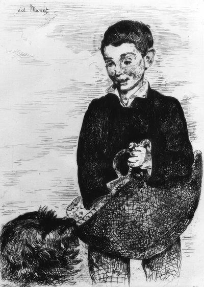 犬を持つ少年 作： Édouard Manet