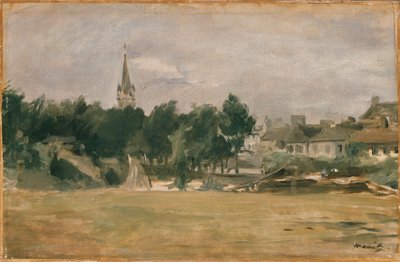 村の教会のある風景、1870 年代初頭 作： Édouard Manet