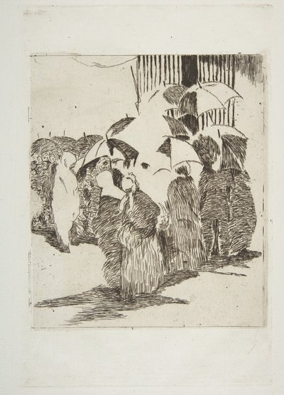 ブッチャーショップの前に並ぶ1870-71。 作： Édouard Manet